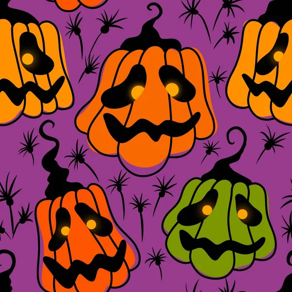 Halloween Seamless Pumpkins Witch Hat Ghost Pattern Fabrics Wrapping Paper — Stockfoto