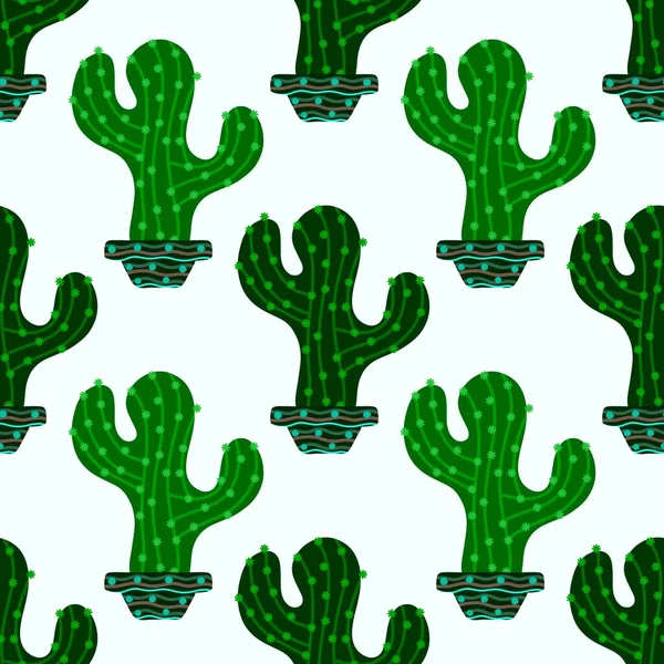 Summer Floral Seamless Cartoon Cactus Pot Pattern Kids Clothes Print — Photo