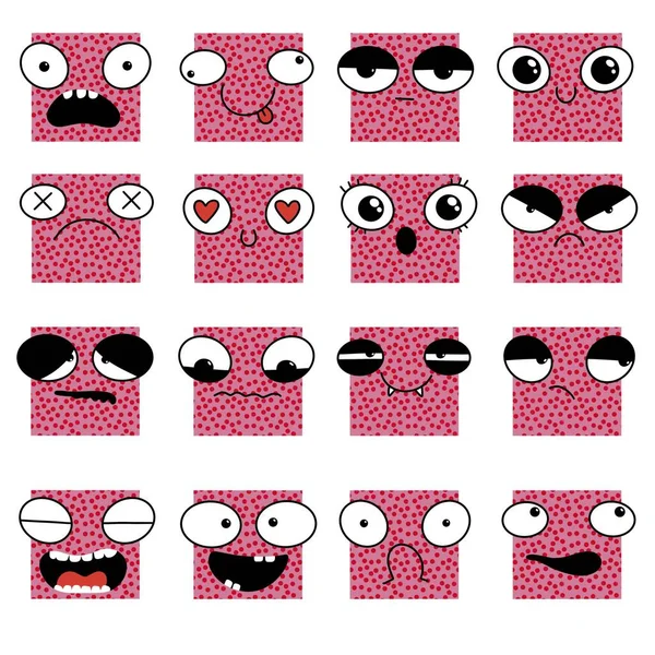 Set Emotions Monster Smile Sad Stickers Kids Study Notebooks Fabrics — Fotografie, imagine de stoc
