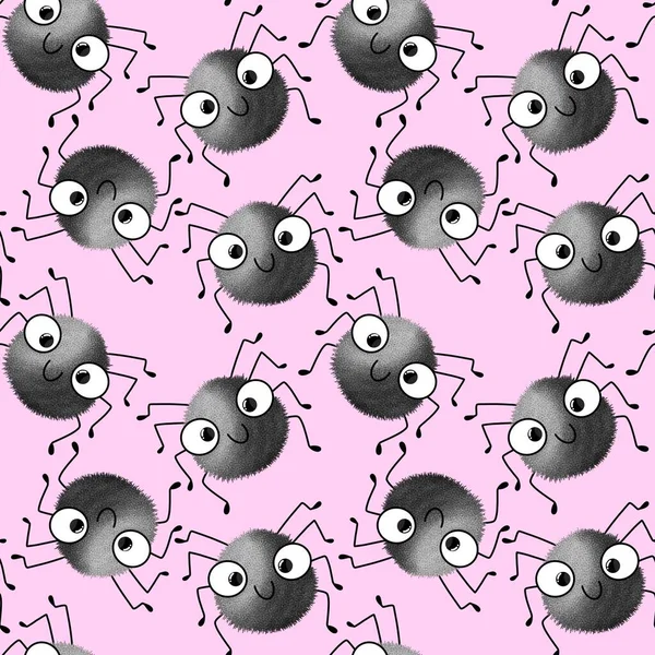 Cartoon Halloween Cute Spider Seamless Pattern Wrapping Paper Clothes Kids — Foto Stock
