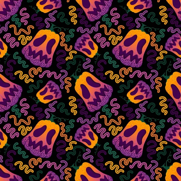 Halloween Seamless Pumpkins Witch Hat Ghost Pattern Fabrics Wrapping Paper — Stock fotografie