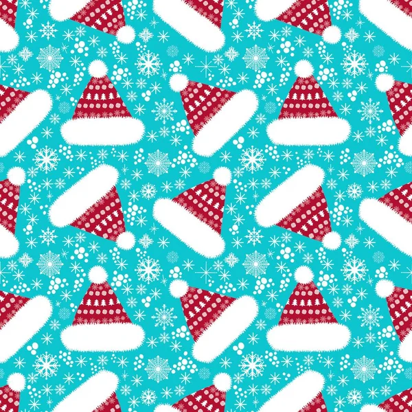 Winter Christmas Seamless Cartoon Santa Hat Pattern Kids Wrapping Paper — Zdjęcie stockowe