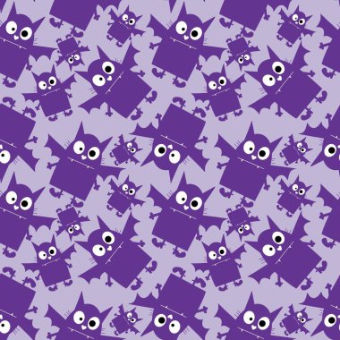 Cartoon Halloween seamless cats vampire with wings pattern for kids accessories and festive wrapping paper and notebooks and fabrics and linens. High quality illustration