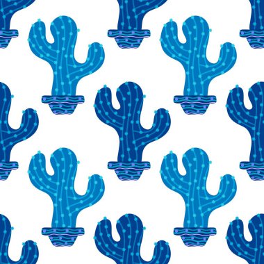 Summer floral seamless cartoon cactus and pot pattern for kids clothes print and wrapping paper and accessories and notebooks and fabrics and vocation. High quality illustration