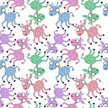 Cartoon animals seamless aliens giraffe pattern for kids clothes print and wrapping paper and accessories and notebooks and fabrics. High quality illustration