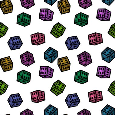Cartoon geometric seamless game dice pattern for kids and clothes and accessories and notebooks and wrapping paper. High quality illustration