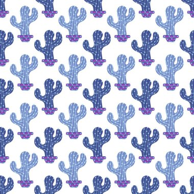 Summer floral seamless cartoon cactus and pot pattern for kids clothes print and wrapping paper and accessories and notebooks and fabrics and vocation. High quality illustration