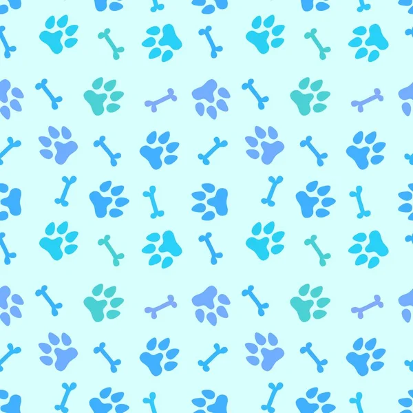 Cartoon Doodle Animals Seamless Dogs Footprints Bones Pattern Clothes Print — стоковое фото