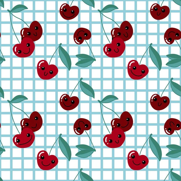 Fruit Cartoon Seamless Cherry Pattern Clothes Print Kids Notebooks Accessories — Stockfoto