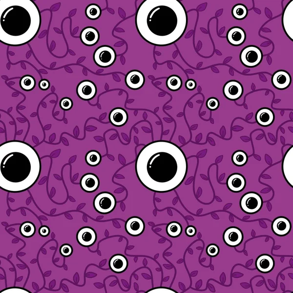 Halloween Monsters Aliens Seamless Eyes Leaves Pattern Wrapping Paper Clothes — Zdjęcie stockowe
