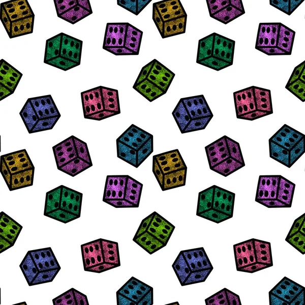 Cartoon Geometric Seamless Game Dice Pattern Kids Clothes Accessories Notebooks — Foto Stock