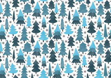Winter forest seamless Christmas tree pattern for new year wrapping paper and kids clothes print and Noel accessories and fabrics and notebooks and gifts box. High quality illustration