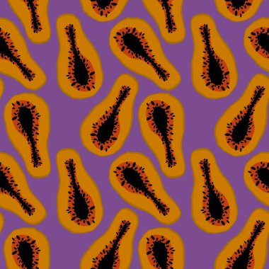 Summer cartoon seamless yellow papaya pattern for clothes print and wrapping paper and fabrics and accessories and study notebooks and kitchen fabrics. High quality illustration