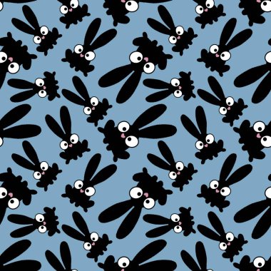 Easter cartoon rabbit seamless pattern for kids accessories and school notebooks and clothes print and fabrics and textiles and packaging and wrapping paper 