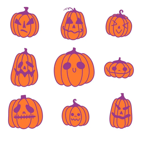 Autumn Halloween Set Pumpkins Stickers Accessories Notebooks Fabrics Clothes Print — Stockfoto