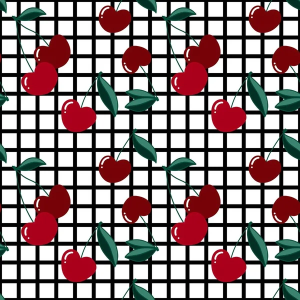 Fruit Cartoon Seamless Cherry Pattern Clothes Print Kids Notebooks Accessories — Zdjęcie stockowe