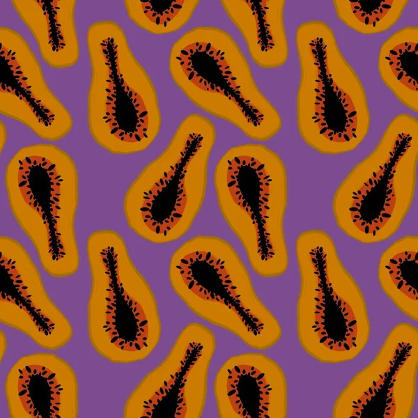 Summer Cartoon Seamless Yellow Papaya Pattern Clothes Print Wrapping Paper — Stok fotoğraf