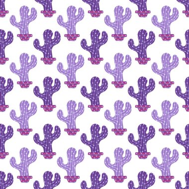 Summer floral seamless cartoon cactus and pot pattern for kids clothes print and wrapping paper and accessories and notebooks and fabrics and vocation. High quality illustration
