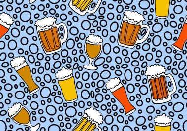 Octoberfest seamless beers pattern for fabrics and textiles and packaging and wrapping paper and accessories and notebooks and festive and menu. High quality illustration