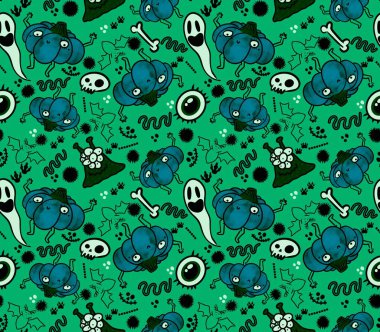 Cadılar Bayramı pürüzsüz balkabakları ve cadı şapkası kumaşlar için hayalet deseni ve ambalaj kağıdı ve kıyafet baskısı not defterleri ve aksesuarlar ve parti. Yüksek kaliteli illüstrasyon