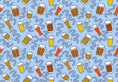 Octoberfest seamless beers pattern for fabrics and textiles and packaging and wrapping paper and accessories and notebooks and festive and menu. High quality illustration