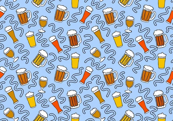 Octoberfest seamless beers pattern for fabrics and textiles and packaging and wrapping paper and accessories and notebooks and festive and menu. High quality illustration