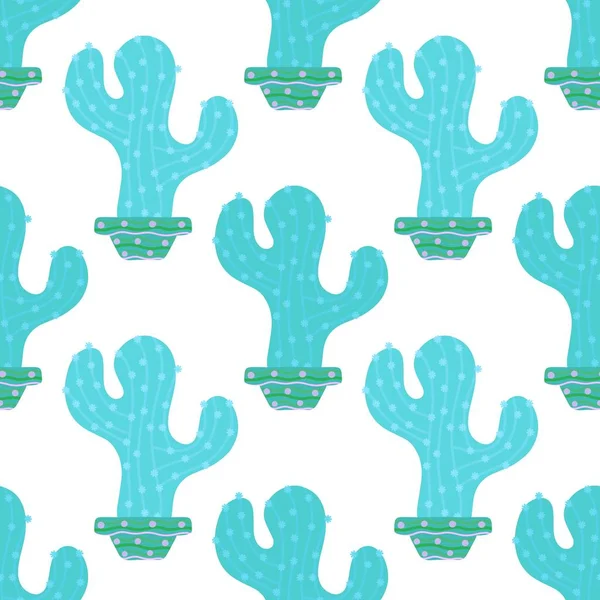 Summer Floral Seamless Cartoon Cactus Pot Pattern Kids Clothes Print — Photo
