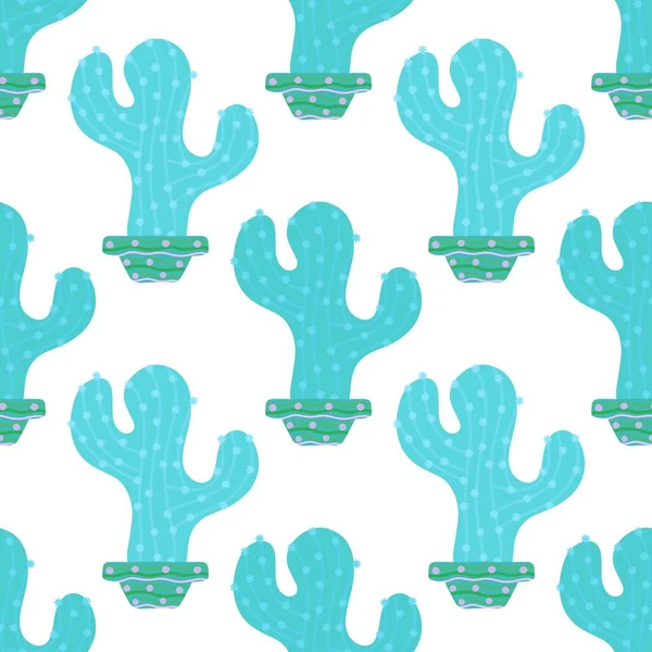 Summer floral seamless cartoon cactus and pot pattern for kids clothes print and wrapping paper and accessories and notebooks and fabrics and vocation. High quality illustration