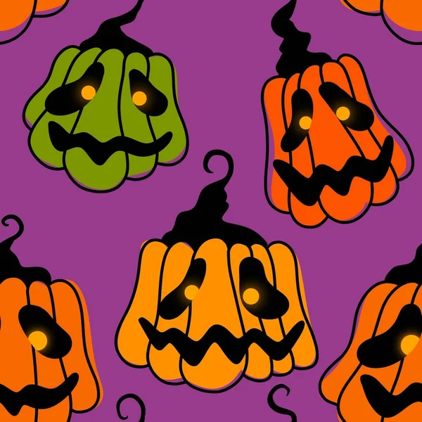 Halloween Bezešvé Dýně Čarodějnice Klobouk Duch Vzor Pro Tkaniny Balicí — Stock fotografie