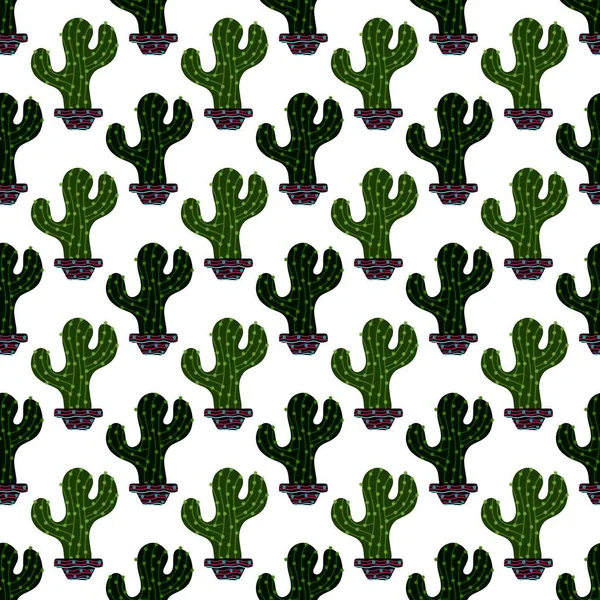 Summer floral seamless cartoon cactus and pot pattern for kids clothes print and wrapping paper and accessories and notebooks and fabrics and vocation. High quality illustration