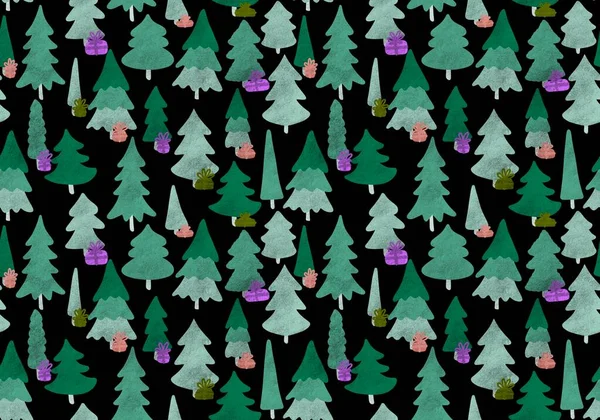 Χειμερινό Δάσος Απρόσκοπτη Χριστουγεννιάτικο Δέντρο Μοτίβο Για Νέο Έτος Περιτυλίγματος — Φωτογραφία Αρχείου