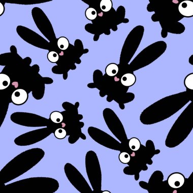 Easter cartoon rabbit seamless pattern for kids accessories and school notebooks and clothes print and fabrics and textiles and packaging and wrapping paper 