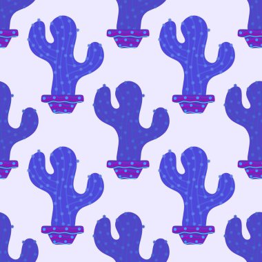 Summer floral seamless cartoon cactus and pot pattern for kids clothes print and wrapping paper and accessories and notebooks and fabrics and vocation. High quality illustration
