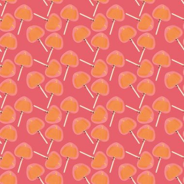 Cartoon sugar candy seamless Halloween pumpkins lollipop pattern for wrapping paper and kids clothes print and accessories and notebooks and fabrics. High quality illustration