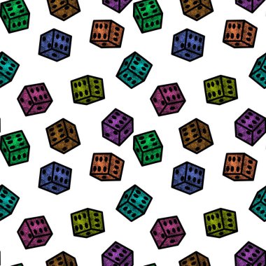 Cartoon geometric seamless game dice pattern for kids and clothes and accessories and notebooks and wrapping paper. High quality illustration
