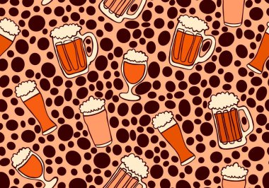 Octoberfest seamless beers pattern for fabrics and textiles and packaging and wrapping paper and accessories and notebooks and festive and menu. High quality illustration