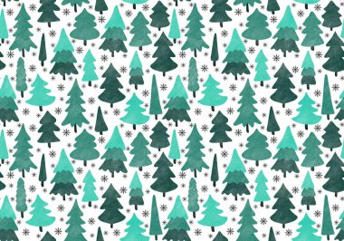 Winter forest seamless Christmas tree pattern for new year wrapping paper and kids clothes print and Noel accessories and fabrics and notebooks and gifts box. High quality illustration