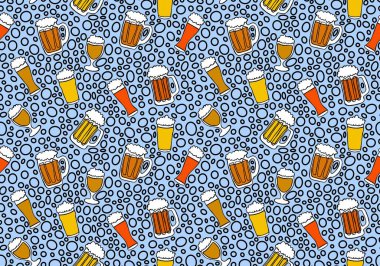 Octoberfest seamless beers pattern for fabrics and textiles and packaging and wrapping paper and accessories and notebooks and festive and menu. High quality illustration
