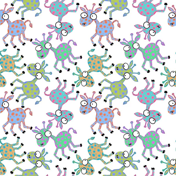 Cartoon animals seamless aliens giraffe pattern for kids clothes print and wrapping paper and accessories and notebooks and fabrics. High quality illustration