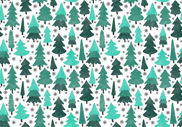 Winter Forest Seamless Christmas Tree Pattern New Year Wrapping Paper — Photo