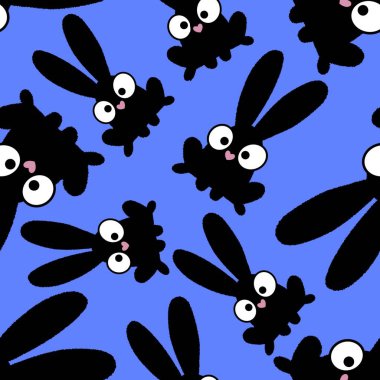 Easter cartoon rabbit seamless pattern for kids accessories and school notebooks and clothes print and fabrics and textiles and packaging and wrapping paper 