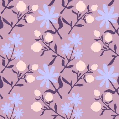 Floral spring summer seamless flower and berries pattern for wrapping paper and accessories and kids clothes print and study notebooks and fabrics and textiles and linens. High quality illustration