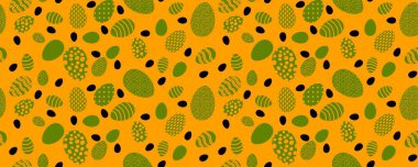 Easter eggs seamless spring pattern for kids clothes print and accessories and notebooks and wrapping paper and fabrics and kitchen. High quality illustration