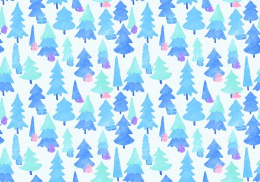 Winter forest seamless Christmas tree pattern for new year wrapping paper and kids clothes print and Noel accessories and fabrics and notebooks and gifts box. High quality illustration