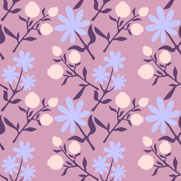 Floral Spring Summer Seamless Flower Berries Pattern Wrapping Paper Accessories — 图库照片