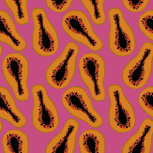 Summer Cartoon Seamless Yellow Papaya Pattern Clothes Print Wrapping Paper —  Fotos de Stock