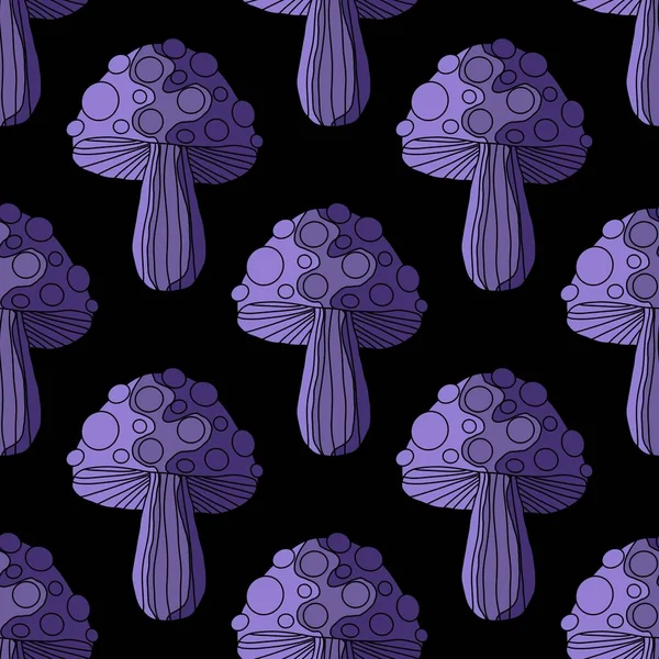 Autumn harvest Halloween fly agaric seamless cartoon mushrooms pattern for wrapping paper and kids clothes print and fabrics and accessories and linens and packaging. High quality illustration