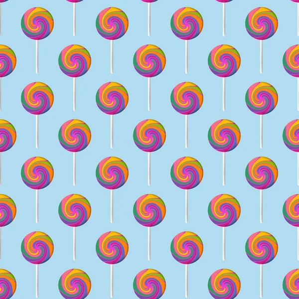 Sugar cartoon color lollipop seamless kids pattern for wrapping paper and fabrics and school notebooks and clothes print and festive and carnival accessories. High quality illustration