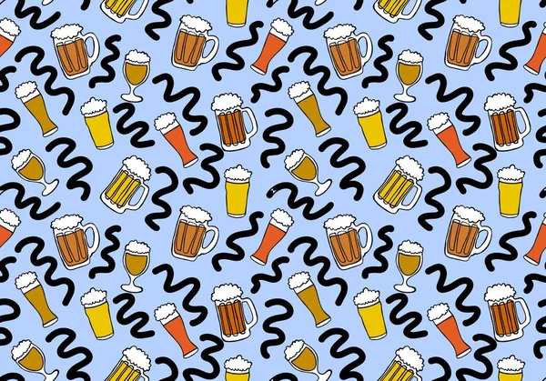 Octoberfest seamless beers pattern for fabrics and textiles and packaging and wrapping paper and accessories and notebooks and festive and menu. High quality illustration