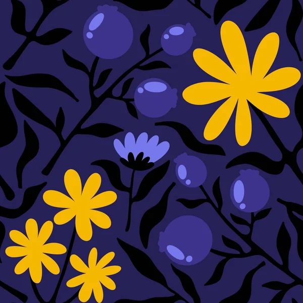 Floral Spring Summer Seamless Flower Berries Pattern Wrapping Paper Accessories — Stock Photo, Image